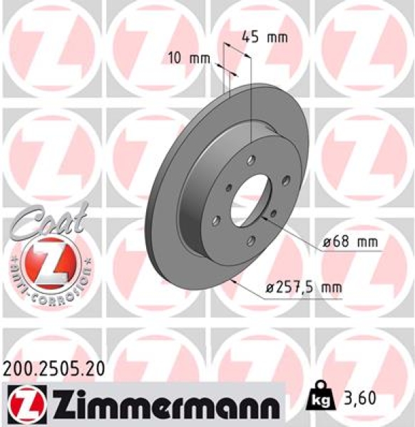 Zimmermann Brake Disc for NISSAN PRIMERA (P11) rear