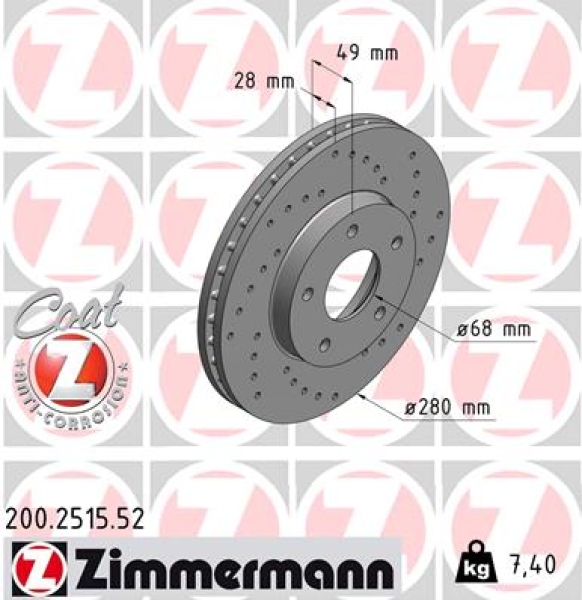 Zimmermann Sport Brake Disc for NISSAN PRIMERA Traveller (WP12) front