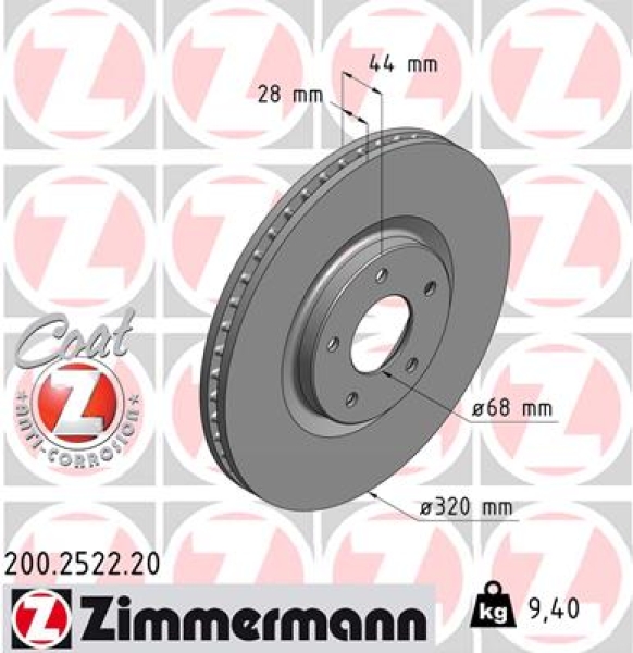 Zimmermann Brake Disc for RENAULT KOLEOS I (HY_) front