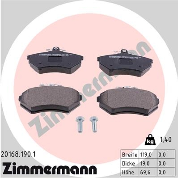 Zimmermann Brake pads for VW GOLF IV Cabriolet (1E7) front