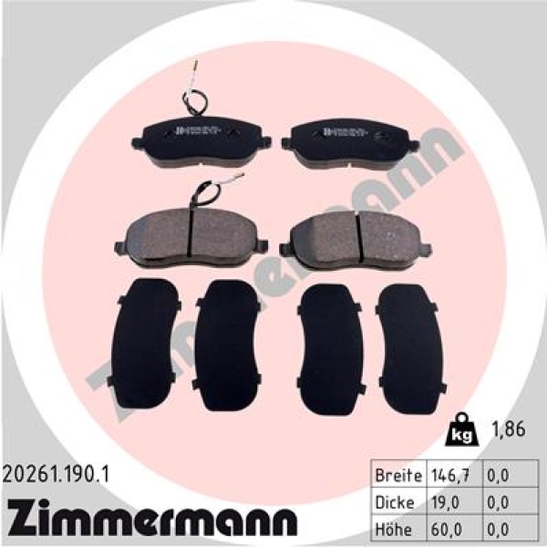 Zimmermann Brake pads for CITROËN JUMPY Kasten (BS_, BT_, BY_, BZ_) front