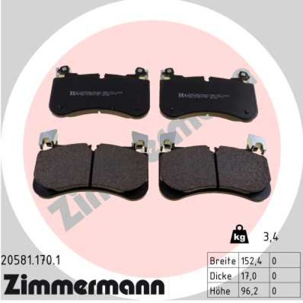 Zimmermann Brake pads for LAND ROVER DISCOVERY V (L462) front