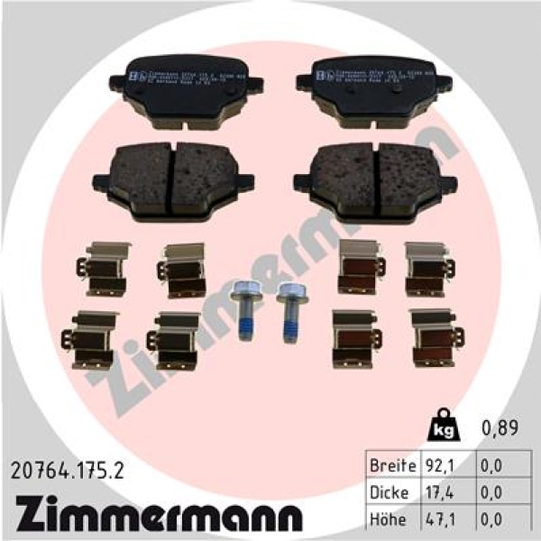 Zimmermann Brake pads for TOYOTA PROACE CITY Kasten/Großraumlimousine rear