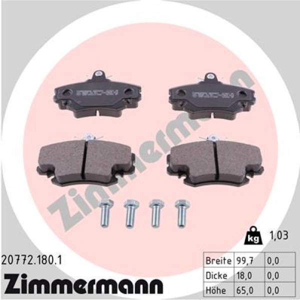 Zimmermann Bremsbeläge für RENAULT CLIO I (B/C57_, 5/357_) vorne
