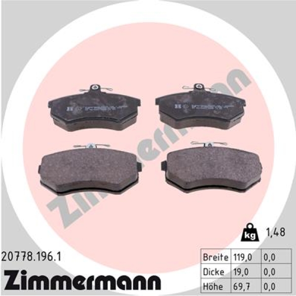 Zimmermann Bremsbeläge für AUDI A4 (8D2, B5) vorne