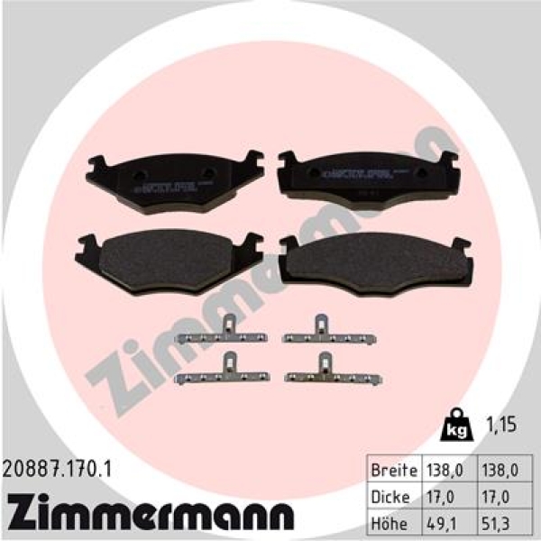 Zimmermann Brake pads for SEAT IBIZA II (6K1) front