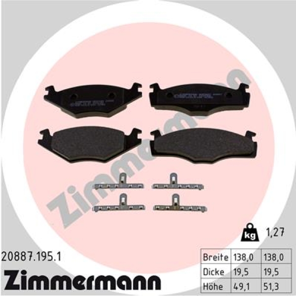 Zimmermann Brake pads for VW GOLF II (19E, 1G1) front