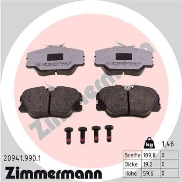 Zimmermann rd:z Brake pads for MERCEDES-BENZ COUPE (C124) front