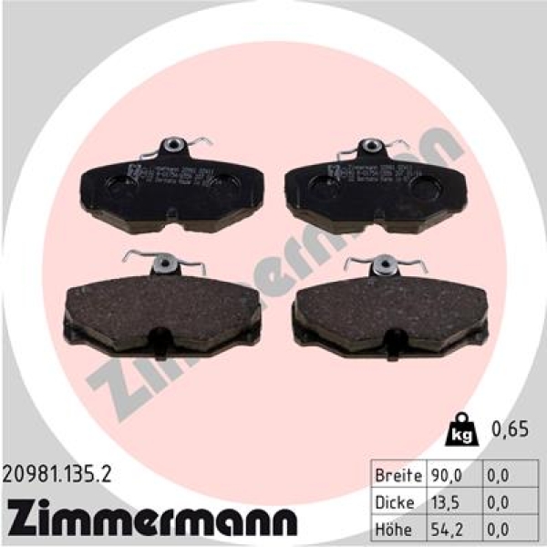 Zimmermann Brake pads for FORD SCORPIO I (GAE, GGE) rear