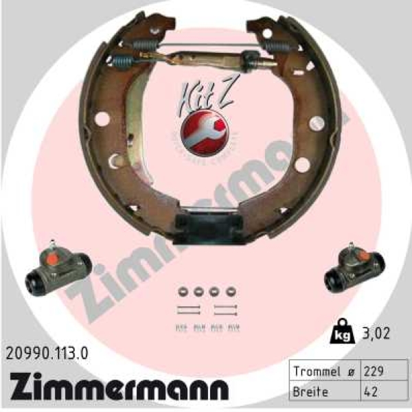 Zimmermann Bremsbacken Kit für PEUGEOT 406 Break (8E/F) hinten