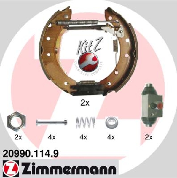 Zimmermann Bremsbacken Kit für PEUGEOT 206 SW (2E/K) hinten