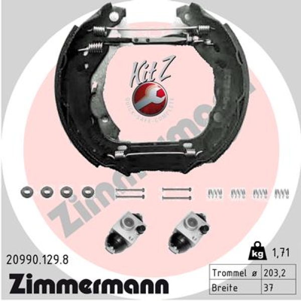 Zimmermann Brake Shoe Kit for CITROËN DS3 rear