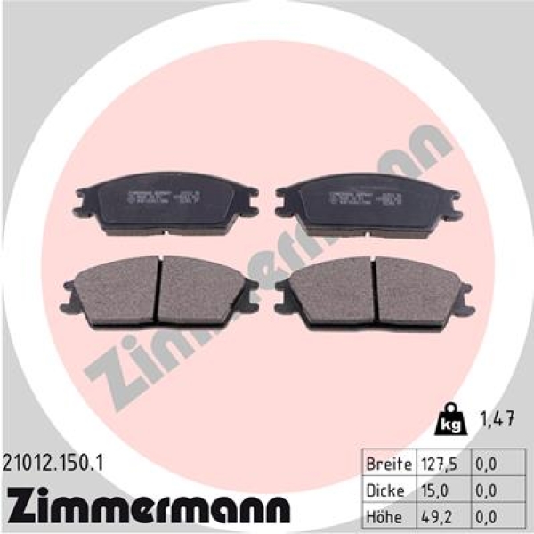 Zimmermann Brake pads for HYUNDAI PONY (X-2) front