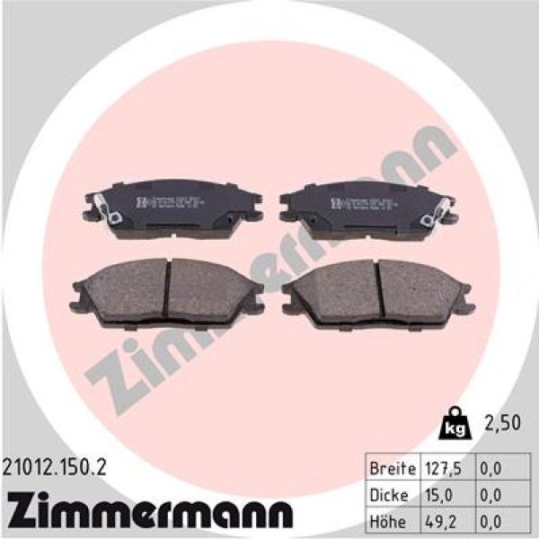 Zimmermann Bremsbeläge für HYUNDAI PONY / EXCEL Stufenheck (X-2) vorne