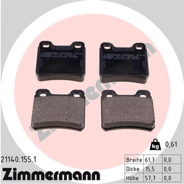 Zimmermann Brake pads for OPEL CALIBRA A (C89) rear