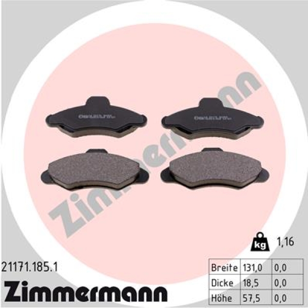 Zimmermann Brake pads for FORD ESCORT VI (GAL) front