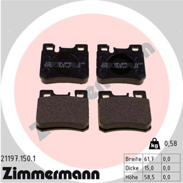Zimmermann Brake pads for MERCEDES-BENZ KOMBI T-Model (S124) rear