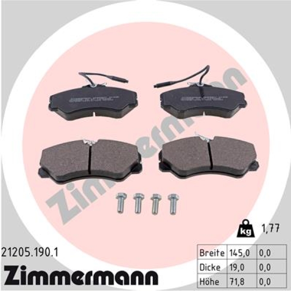 Zimmermann Brake pads for PEUGEOT J5 Bus (290P) front