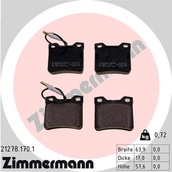 Zimmermann Brake pads for PEUGEOT 607 (9D, 9U) rear