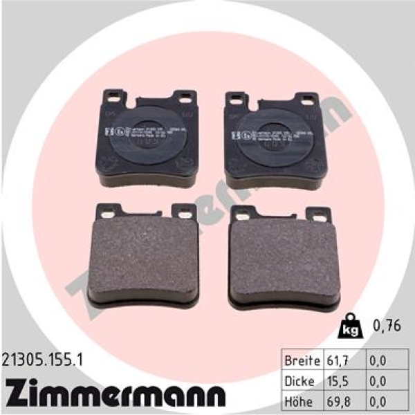 Zimmermann Brake pads for MERCEDES-BENZ S-KLASSE (W140) rear