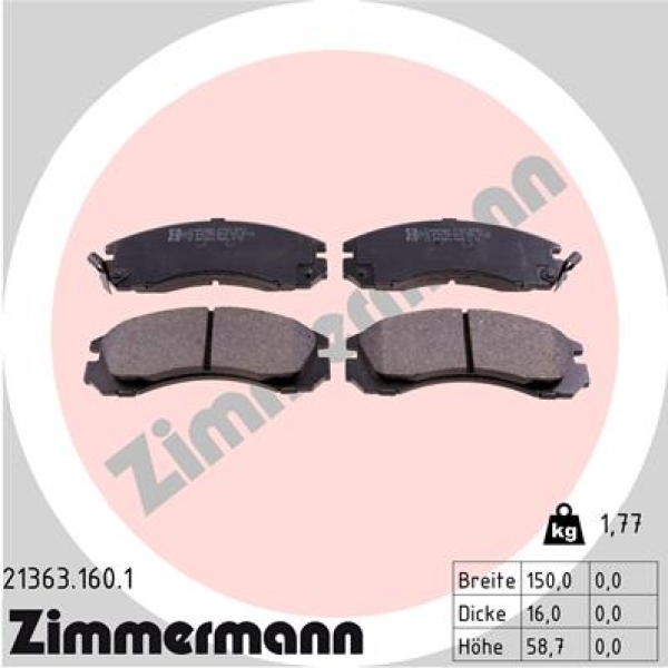 Zimmermann Brake pads for MITSUBISHI OUTLANDER III (GG_W, GF_W, ZJ) front