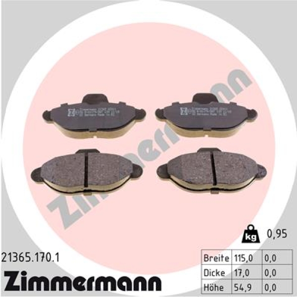 Zimmermann Bremsbeläge für FIAT CINQUECENTO (170_) vorne