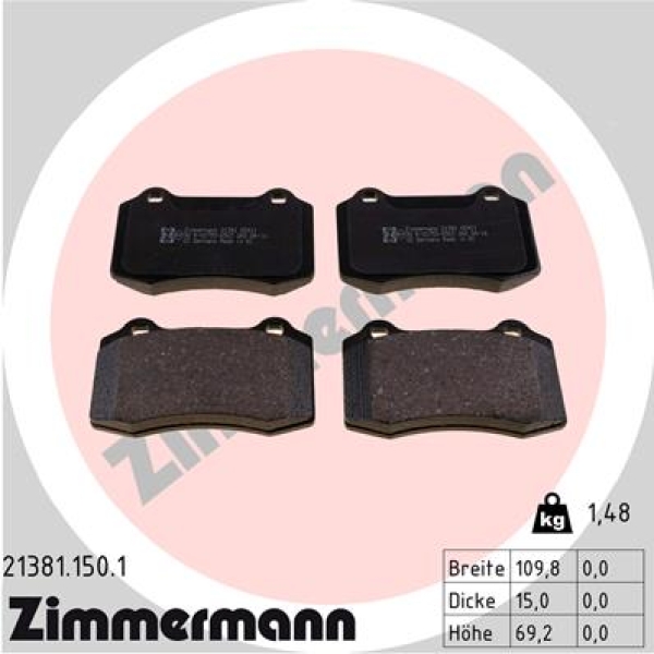 Zimmermann Brake pads for CITROËN DS3 front