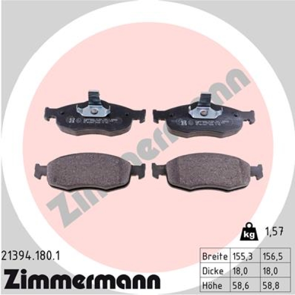 Zimmermann Brake pads for FORD SCORPIO II (GFR, GGR) front