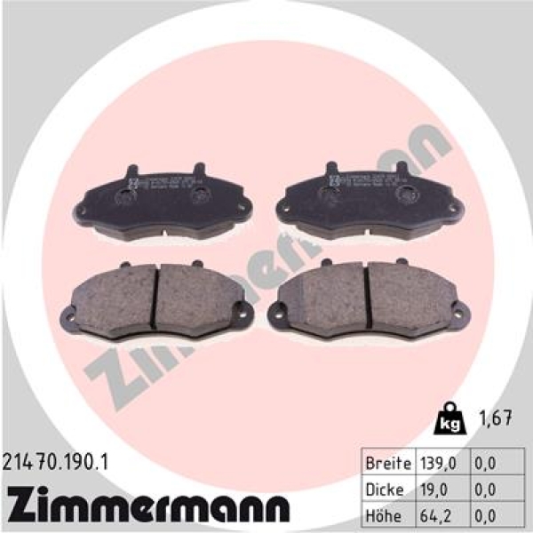 Zimmermann Brake pads for FORD TRANSIT Pritsche/Fahrgestell (T_ _) front