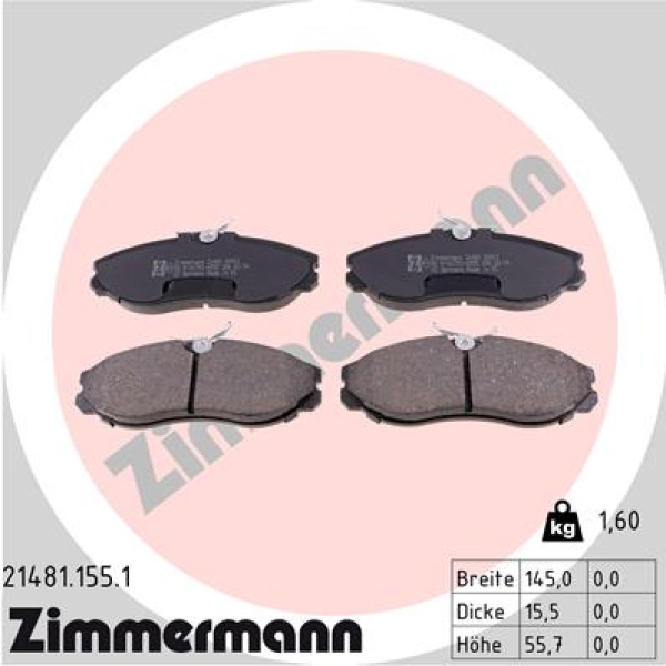 Zimmermann Brake pads for NISSAN VANETTE CARGO Bus (HC 23) front