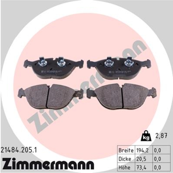 Zimmermann Brake pads for AUDI A8 (4D2, 4D8) front