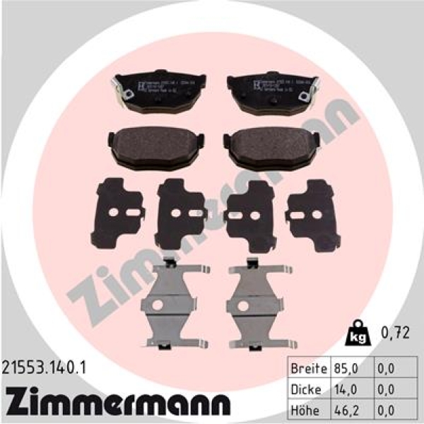 Zimmermann Brake pads for KIA CERATO Stufenheck (LD) rear