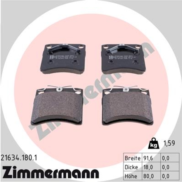 Zimmermann Brake pads for VW TRANSPORTER T4 Bus (70B, 70C, 7DB, 7DK, 70J, 70K, 7DC, 7DJ) front