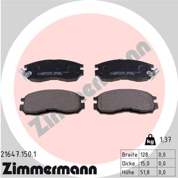 Zimmermann Brake pads for MITSUBISHI ECLIPSE II (D3_A) front