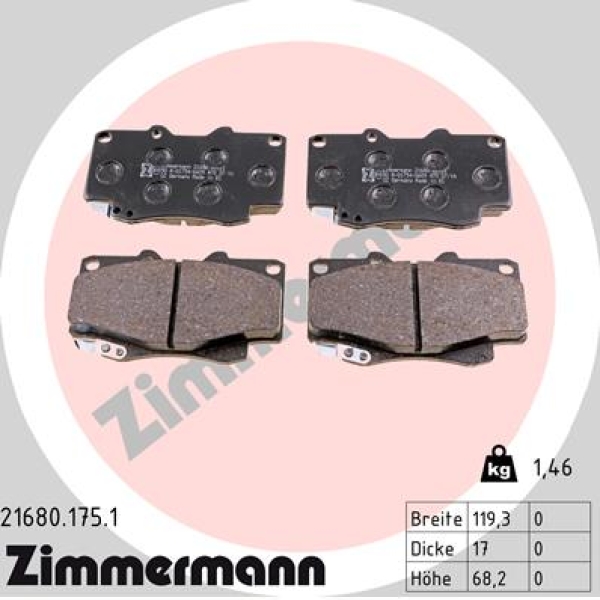 Zimmermann Brake pads for TOYOTA HILUX VII Pick-up (_N1_, _N2_, _N3_) front