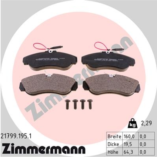 Zimmermann Bremsbeläge für CITROËN JUMPER Pritsche/Fahrgestell (230) vorne