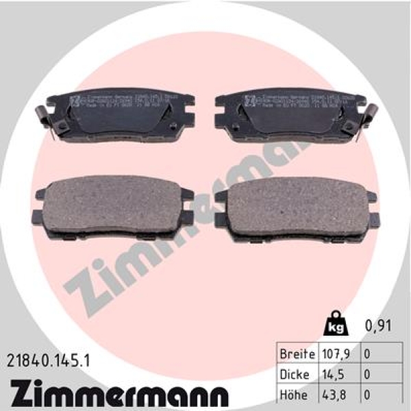 Zimmermann Brake pads for MITSUBISHI LANCER V (CB_A, CD_A, CE_A) rear