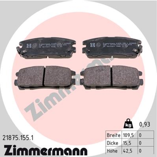 Zimmermann Brake pads for ISUZU TROOPER II (UB) rear