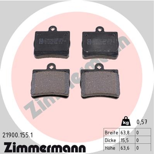 Zimmermann Brake pads for MERCEDES-BENZ C-KLASSE (W202) rear
