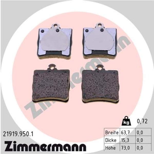 Zimmermann rd:z Brake pads for MERCEDES-BENZ CLK (C208) rear