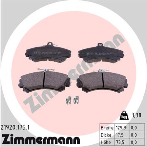 Zimmermann Brake pads for MITSUBISHI COLT CZC Cabriolet (RG) front