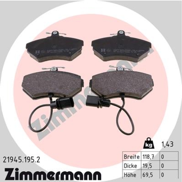 Zimmermann Bremsbeläge für SEAT EXEO (3R2) vorne