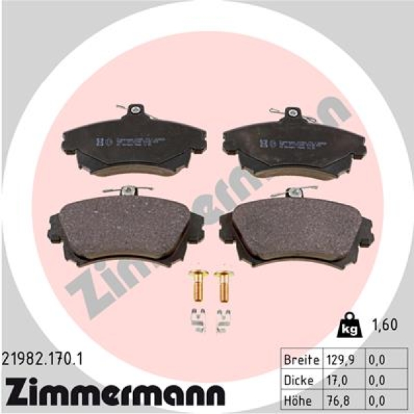 Zimmermann Brake pads for MITSUBISHI COLT CZC Cabriolet (RG) front