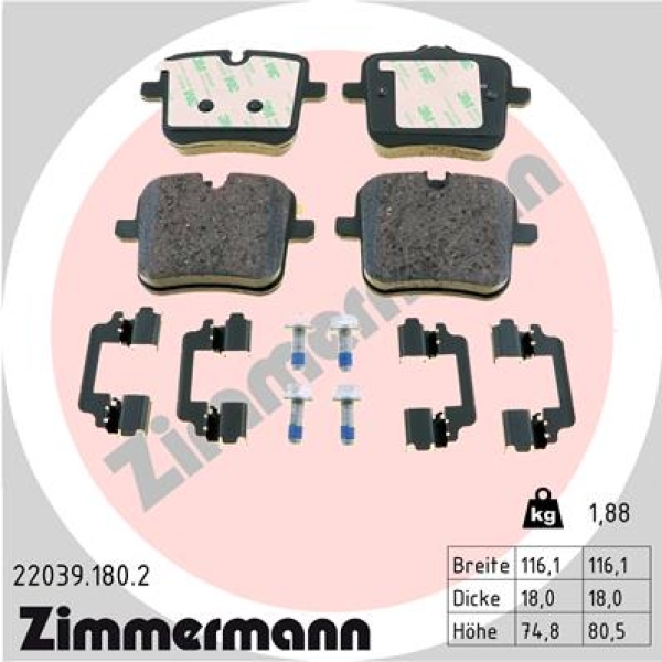 Zimmermann Brake pads for ROLLS-ROYCE CULLINAN (RR31) rear