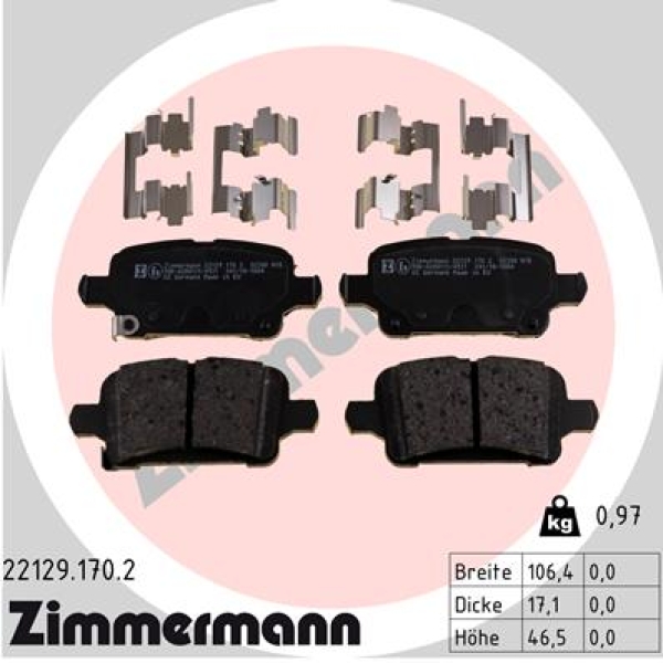 Zimmermann Brake pads for OPEL INSIGNIA B Country Tourer (Z18) rear