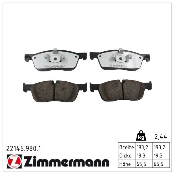 Zimmermann rd:z Bremsbeläge für LAND ROVER RANGE ROVER EVOQUE (L551) vorne