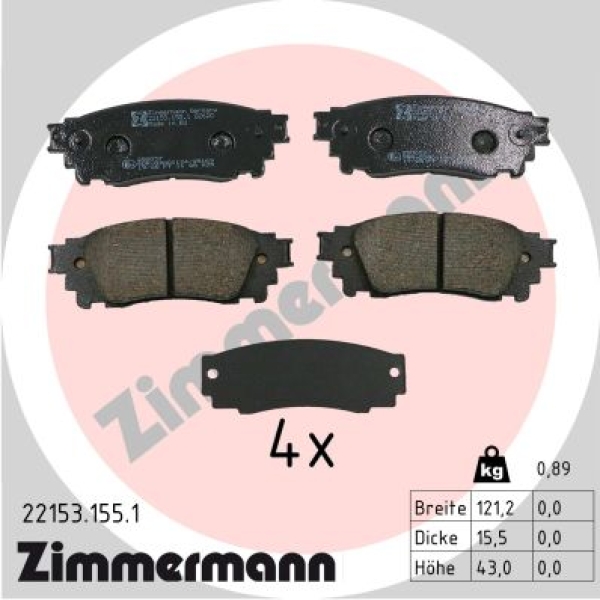 Zimmermann Bremsbeläge für TOYOTA ALPHARD / VELLFIRE (_H3_) hinten