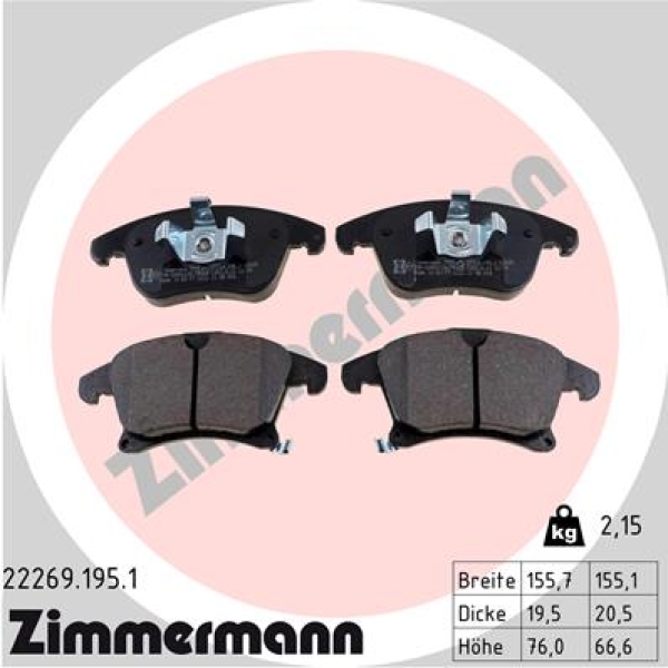 Zimmermann Brake pads for FORD MONDEO V Schrägheck (CE) front