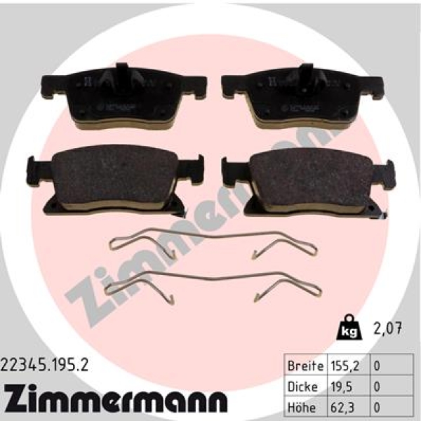Zimmermann Brake pads for OPEL ASTRA K (B16) front