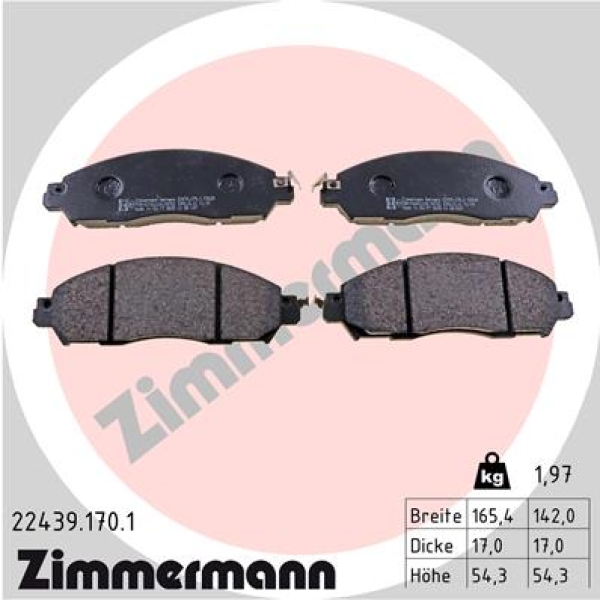 Zimmermann Brake pads for RENAULT ALASKAN front